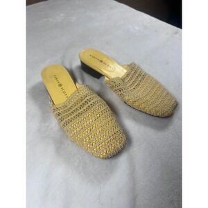 Karen Scott Mules Womens Size 10 Beige Woven Square Toe‎ Block Heel Shoes